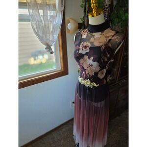 Weissman || Floral Ombre Mesh Dance Costume Maxi Dress || Size: S/M ||